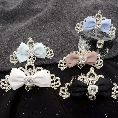 Princess Full Cute Crown Comb Bridal Japanese Birthday Accessory | Rhinestone Hair 5-Color