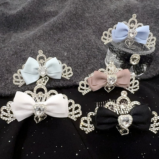Princess Full Cute Crown Comb Bridal Japanese Birthday Accessory | Rhinestone Hair 5-Color