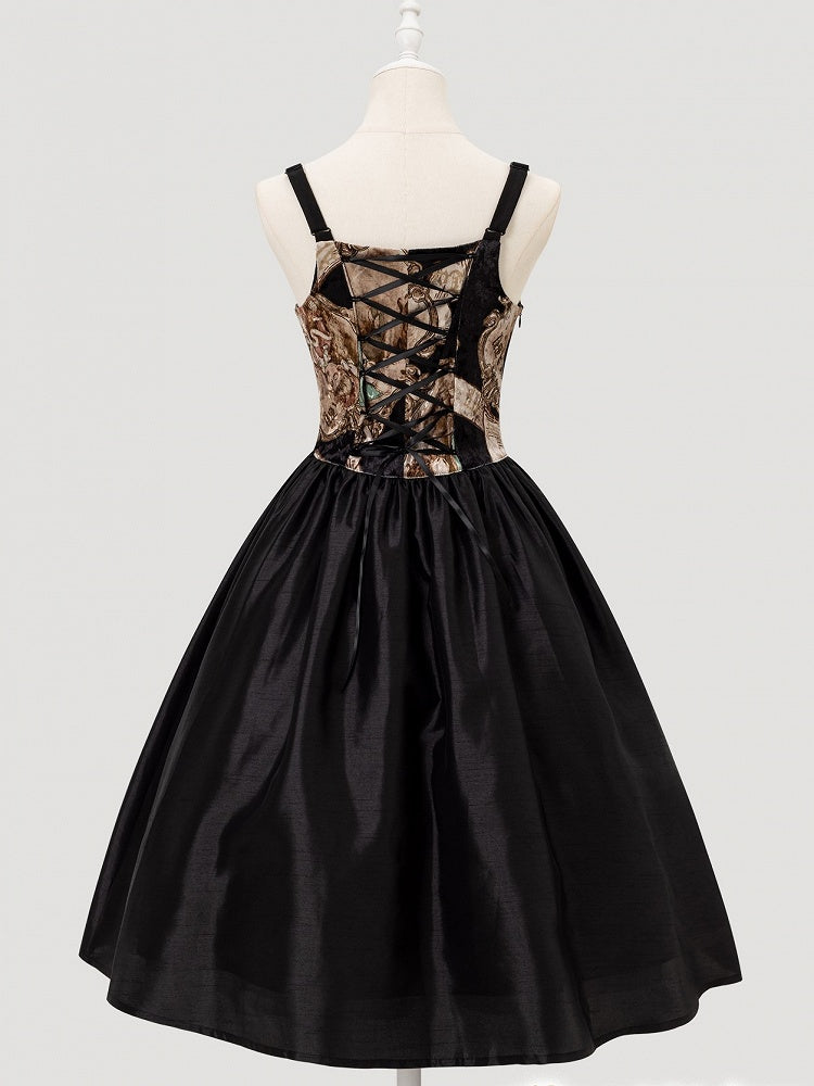 Strapsand Shoulder Rhinestone Embellished Cowl Elegant Classic Dresswith Neckline Lolita Black Bows