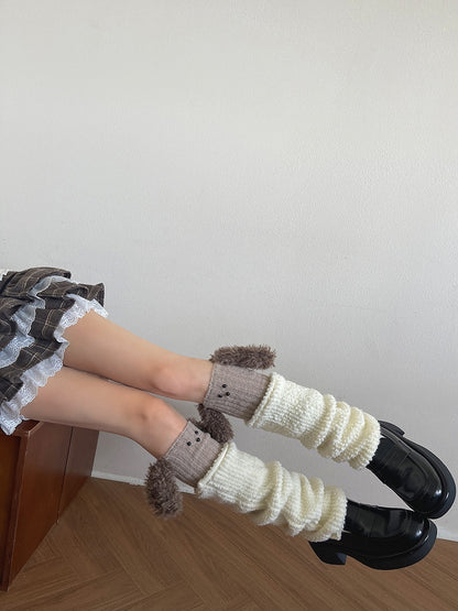 Creamy Knit Textured Warmers Leg