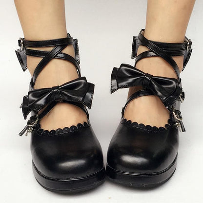 Black Cute Custom Bow SP168083 Made Lolita Shoes