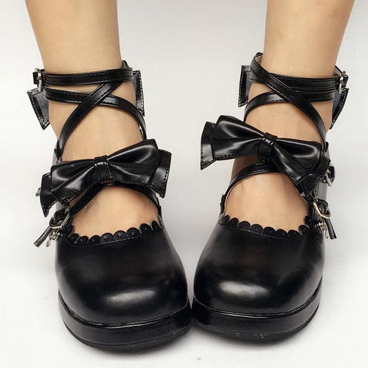 Black Cute Custom Bow SP168083 Made Lolita Shoes