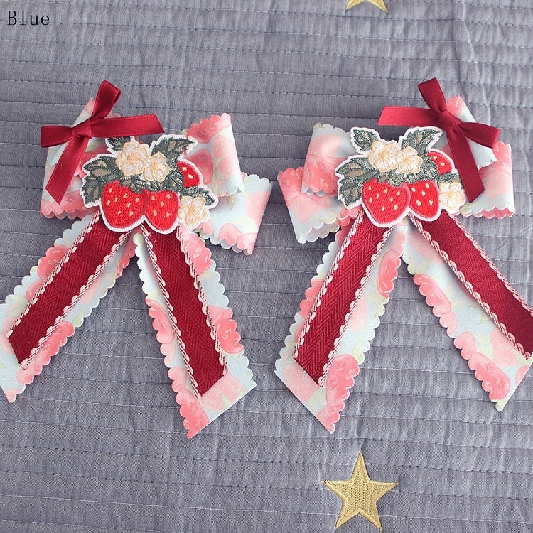 Pink/Blue/Green/Purple Hairclips Design Strawberry Bowknot