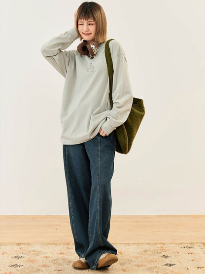 Seam Vintage - Trousers Center Front Denim High-waisted