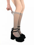 Mesh Lace Socks Calf Cuff Black/White/Gray
