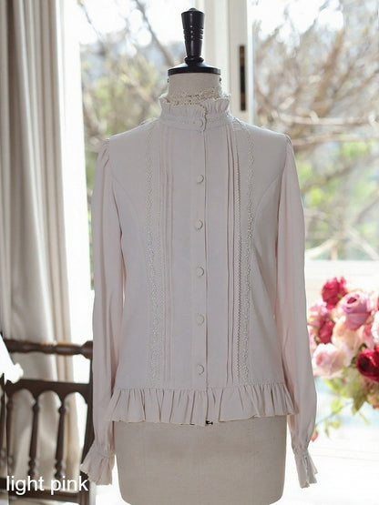 Classic Ruffle Lolita Blouse with Lace - Tiny Garden