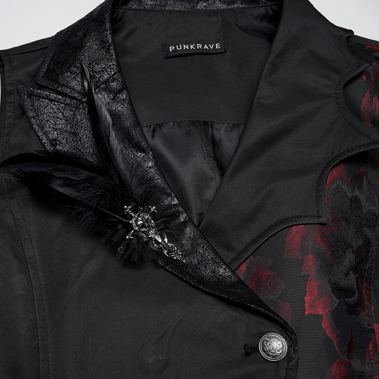 Asymmetrical Gothic Design Black Vest Men's