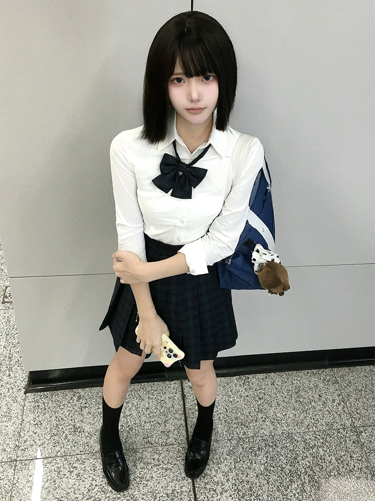 Long Version White Style Sleeves JK Shirt Uniform Preppy