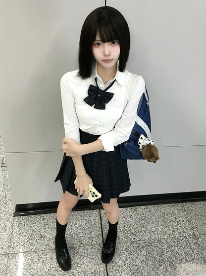 Long Version White Style Sleeves JK Shirt Uniform Preppy