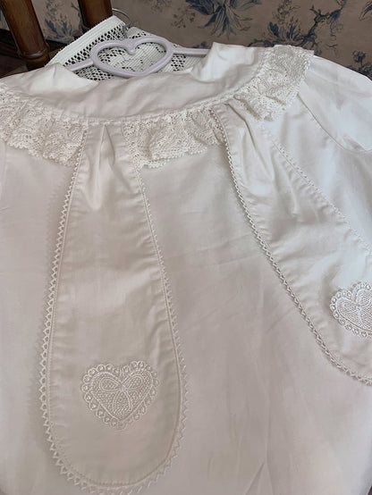 Sleeves with Lace Bunny Ears Blouse White Ruffled Long