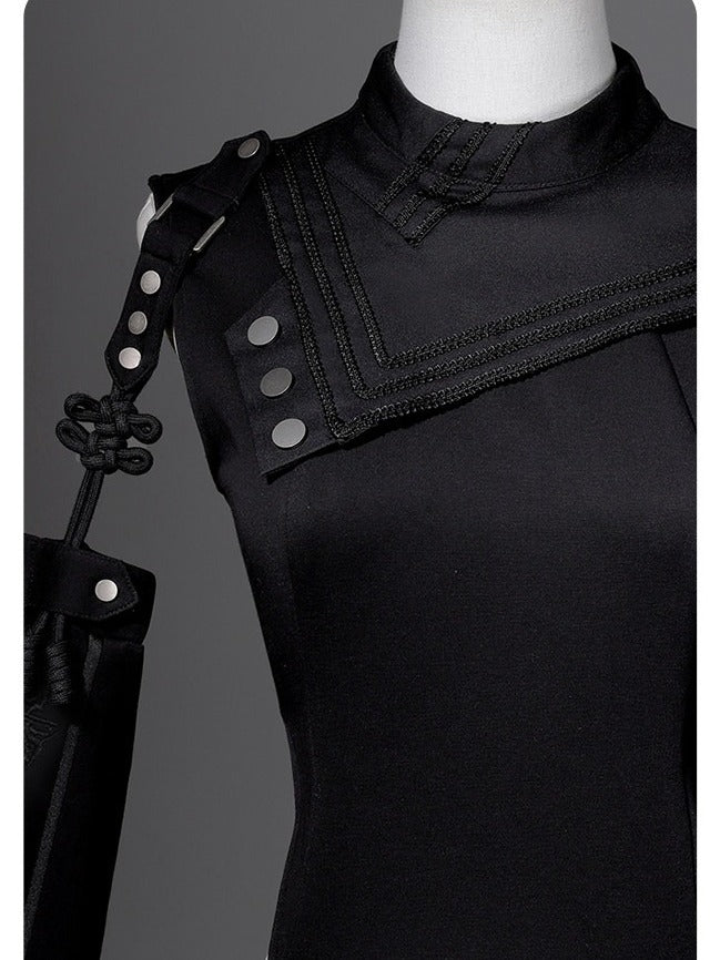 Gothic Lolita Dress & Short Pants Set - Asymmetrical with Detachable Sleeves - Unknown Star