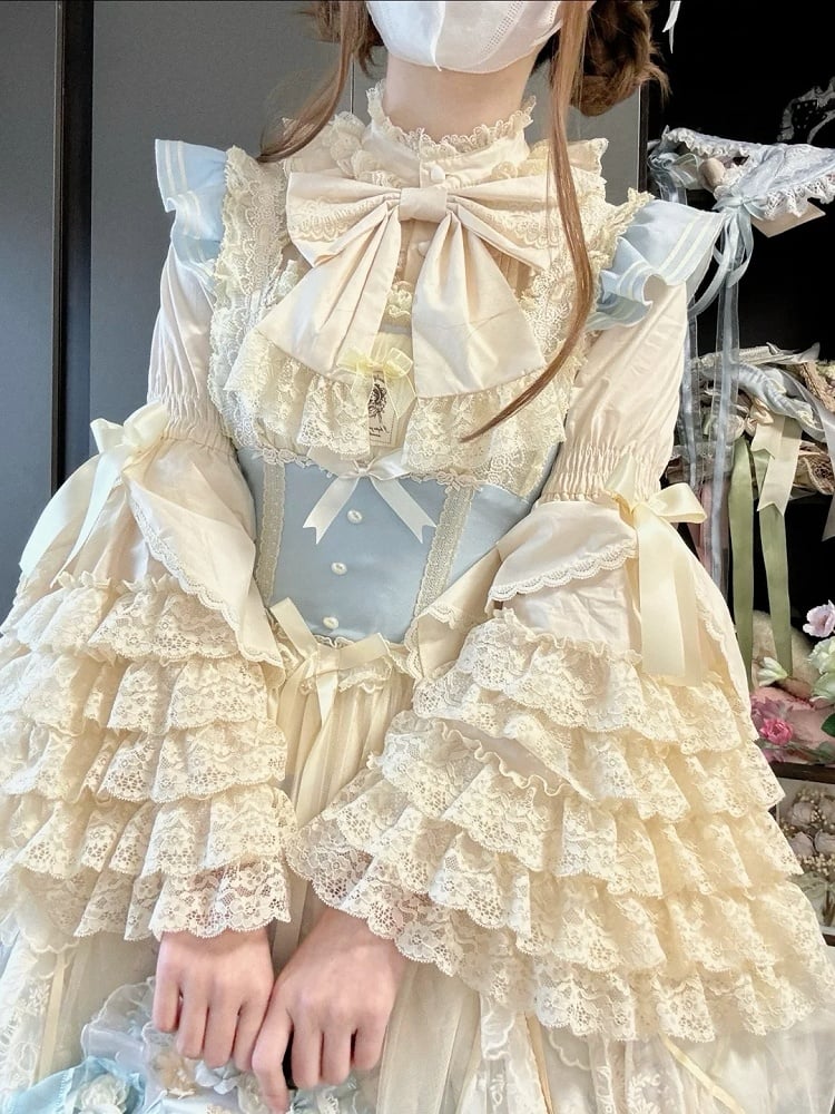 Lace Bell Blouse Layered Lolita Gorgeous Beige Sleeves