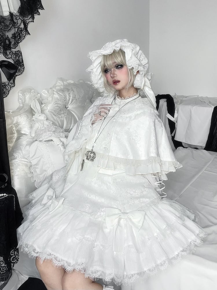 White Rounded Collar Cape