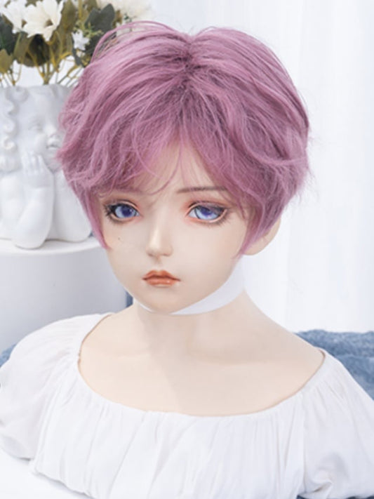 Pink-lila 24CM Kinnlänge Perücke mit Pony