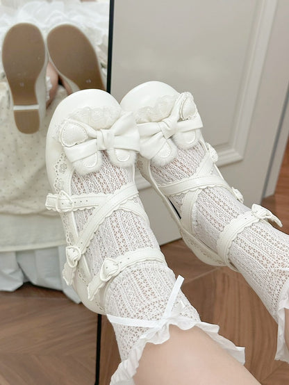 Janes White Crisscross Low-heel Straps in Mary PU with