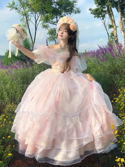 Kleid Hanayome Taillengrößen Hime Pink Wunderschönes Baskenkleid mit Schnürung erhältlich Plus