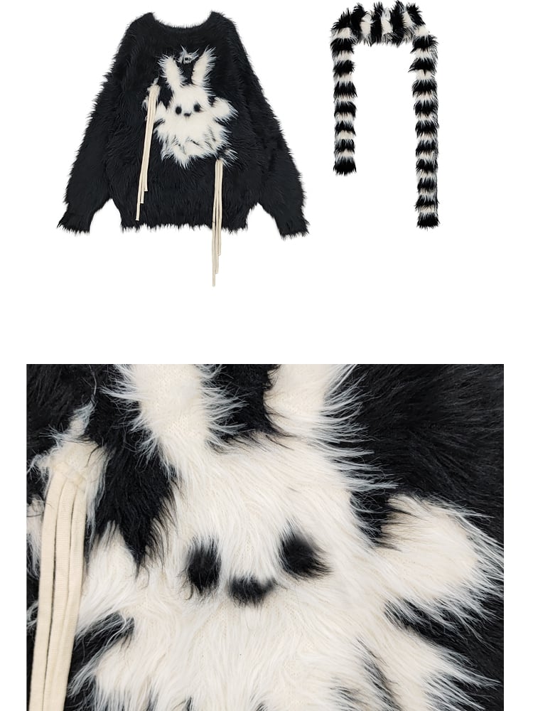 Bunny Ghost Schwarzer, weiter Pullover