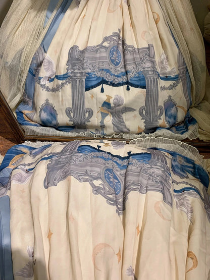 Edward Basque Lolita Print Kleid Klassischer Hals Elegantes Engelsstück Taille Eins