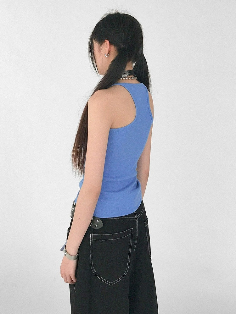 Sky Blue Racerback Tank Top - innomoood