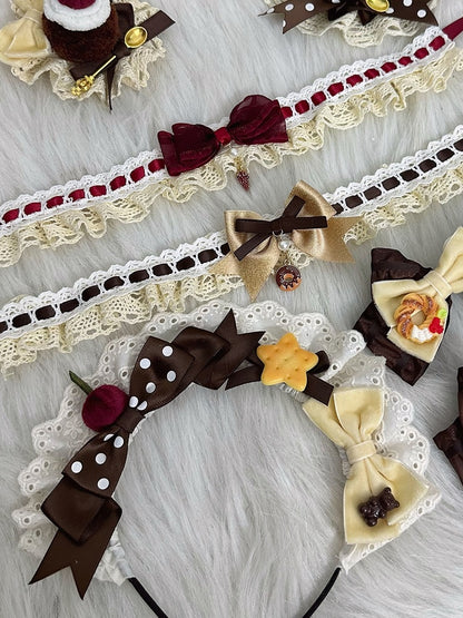 KC Lace Sweet Decoration with Bows Brown/Blue andCherry Lolita