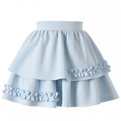 ブルーのフリルディテールティアードミニスカート