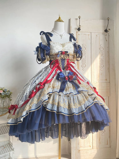 Corset Dark White Blue Red Lolita High-low Snow and Dress Hanayome