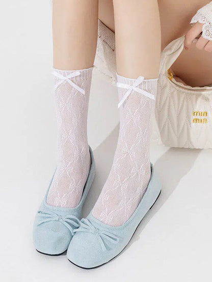 Chaussettes Style Nœud Noir (3 couleurs de dentelle : Lolita