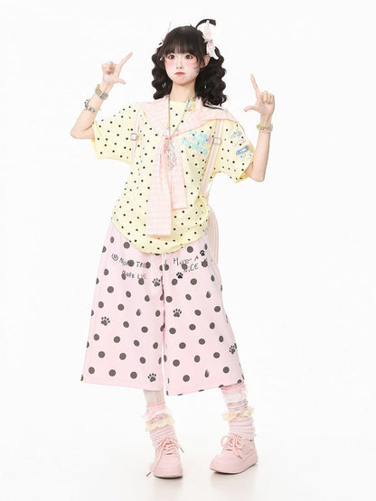 Yellow Star Print T-Shirt with Hairclip - Languid Park