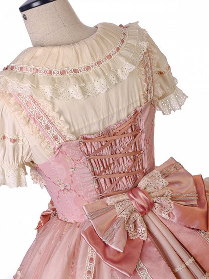 Doll Toy Bed Theme JSK Dress in Pretty Pink with Bow Accents - Alice Girl