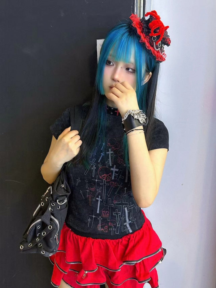 ブラックホワイトスケルトンとクロストップ