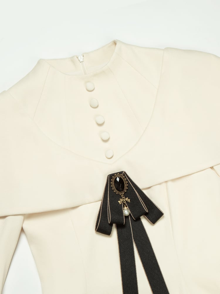 Beiges Cape Elegantes Langarmkleid Lolitakleid