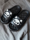 Hausschuhe Reaper Grim Gothic Schwarz Applikation Weiß und Sommer