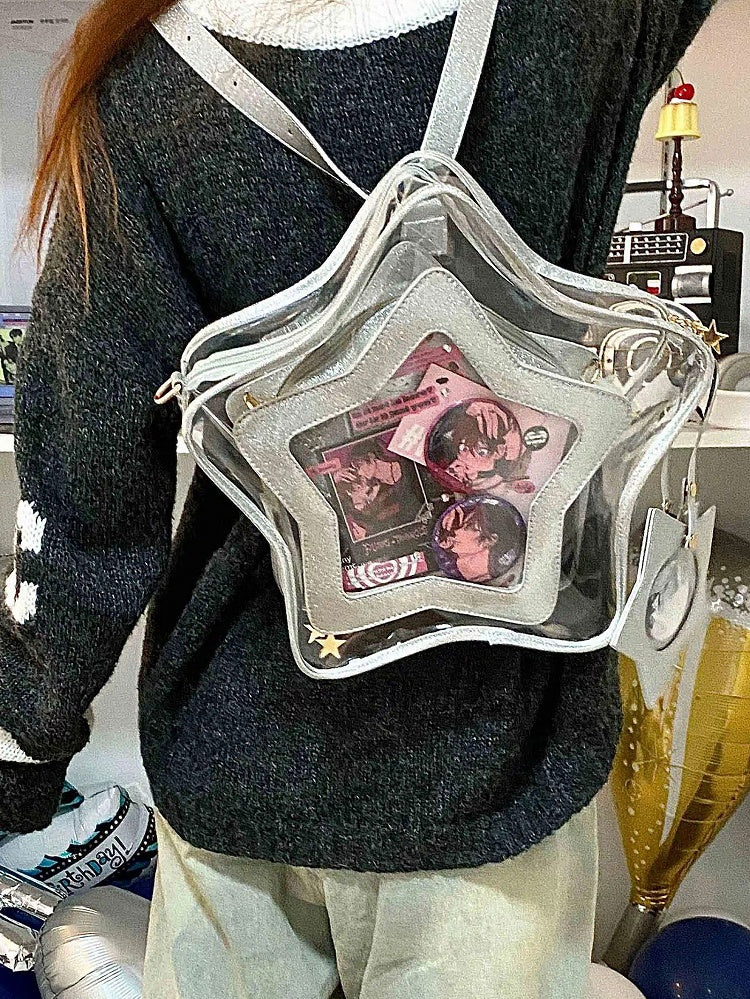 取り外し可能なシルバーチャーム付き星型痛バッグバッジPUセット