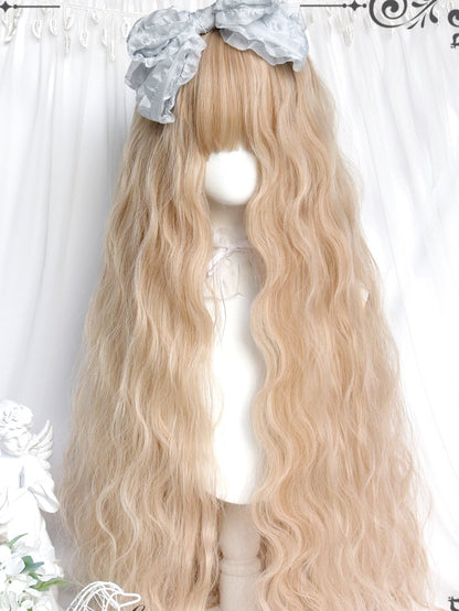 Blonde Bangs Wigs Full With 80cm Long Wavy
