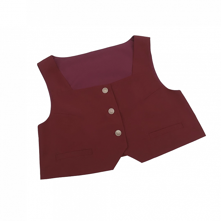 Elegant Waistcoat with Gold-tone Button Placket Red White /