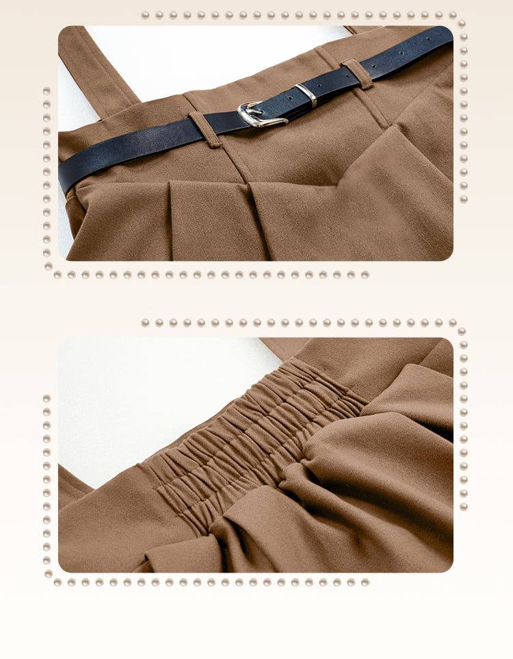 Kaffee - Größe Hosenträger Taille Preppy High Plus Rock Overalls