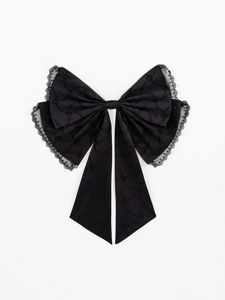 at Ruffle Waist Princess Lolita OP Dress Back Big Bow with Corset Black Skirt