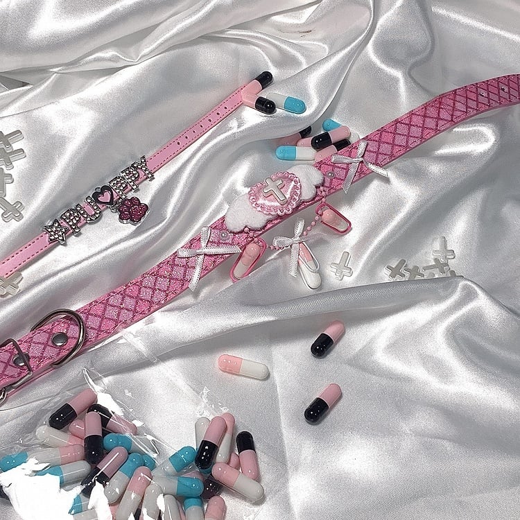 Rosa/Blau Yami Kawaii Bowknot Herz Kreuz Flügel Halsband