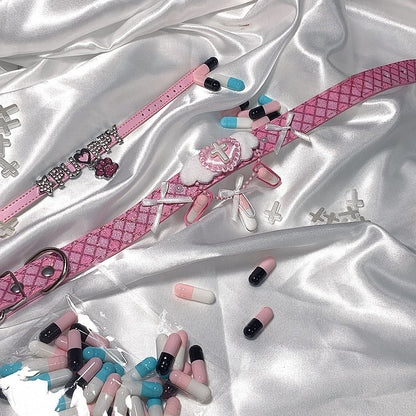 Rosa/Blau Yami Kawaii Bowknot Herz Kreuz Flügel Halsband