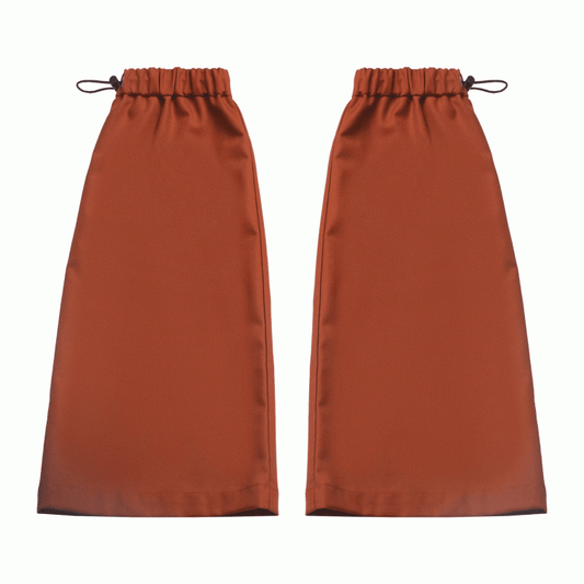 Orangefarbene Beinwärmer mit Kordelzug