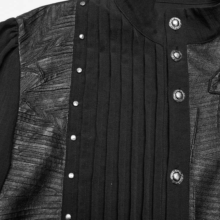 Asymmetrical Black Men's Punk Shirt - Punk Rave