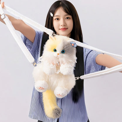 2 Backpack/Crossbody Realistic Options Calico Cat Plush Bag