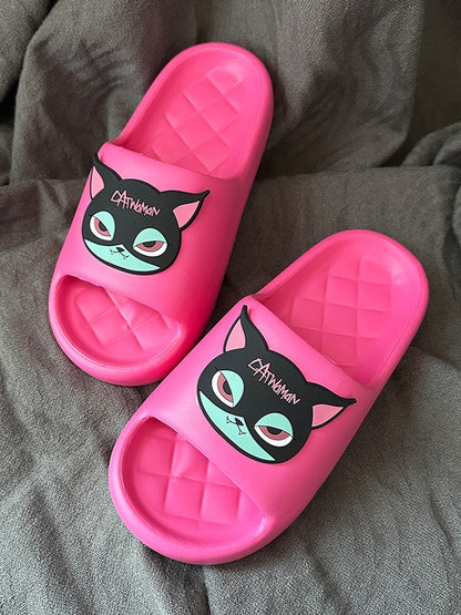 and Gothic Applique Pink With Cat Black Green Slippers Summer