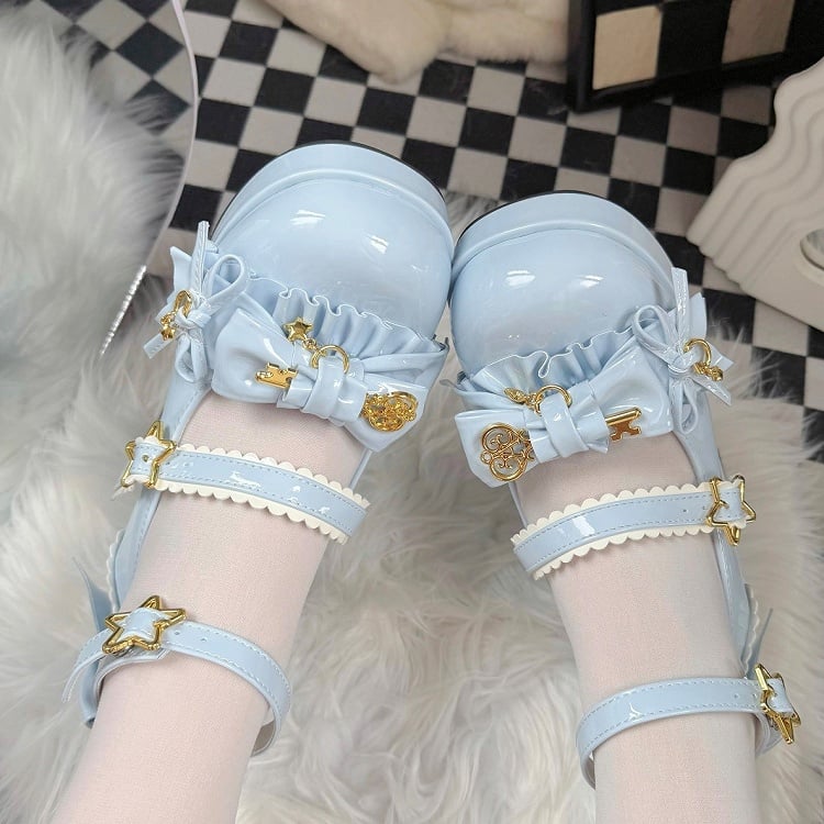 Bow Key Sky Motif Scalloped with Blue Mary Design Hime Janes Lolita Edge