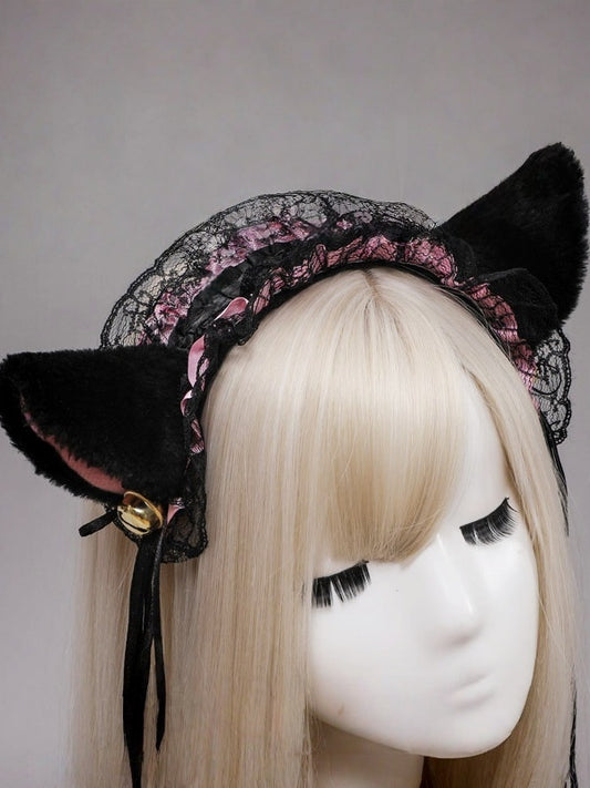 Plush Bell KC Decorations Lolita Kitty With Ribbon Colors 12 Sweet Lace Ear