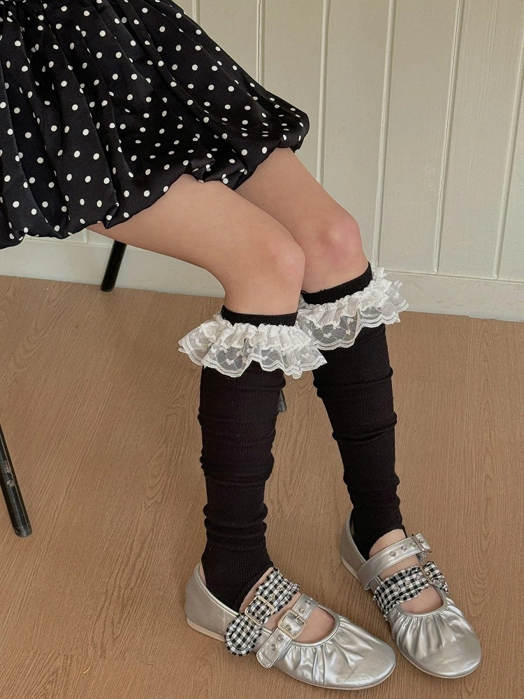 Foot-Loop (Sweet Playful Socks Lace Ruffle Style) Calf