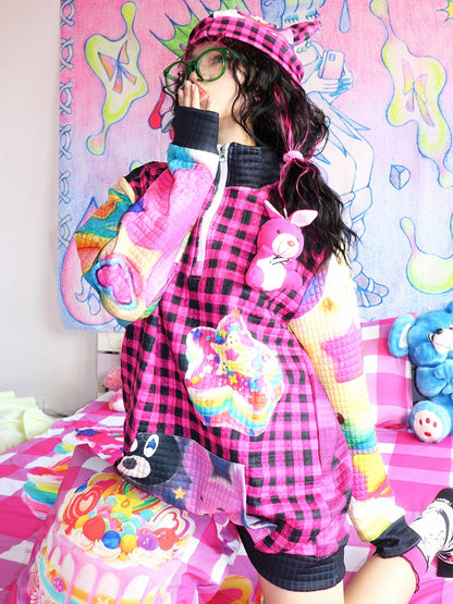 スターチェック柄スウェットシャツ Y2K ブラック柄