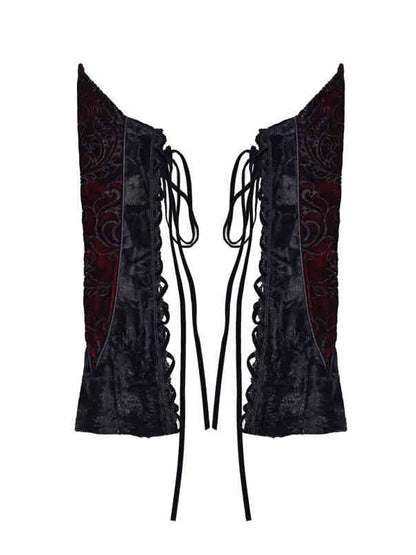 Lace-up Goth Red Sleeves Adjuatable Black and
