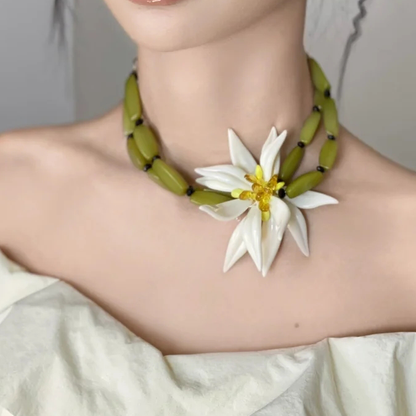 Beaded Design Necklace Y2K Floral