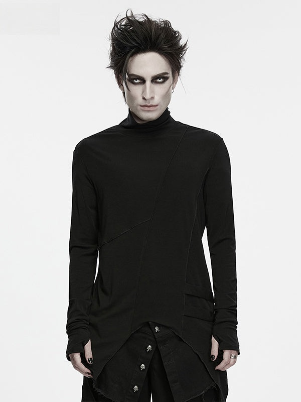 Shadow Turtle Neck Black Men's Gothic T-shirt - Punk Rave